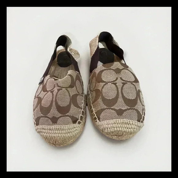 Coach Rayanne Sling Flat Slip-On Elastic Loafer Espadrille Brown/Tan Size 6B - Picture 2 of 9
